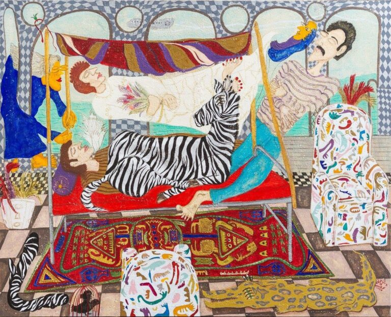 Hadi Alijani- Khabnama (Dream come True) Oil and acrylic on canvas. 180x220 cm, 2017.