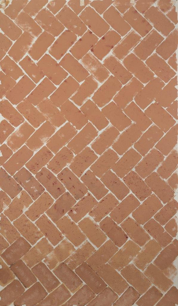 Bricks, handmade paint on cardboard, 182x107 cm 2018