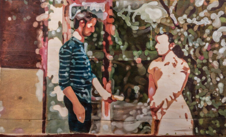 Manijeh Hejazi-Adam And Eve. Oil on board. 48x79 cm. 2018