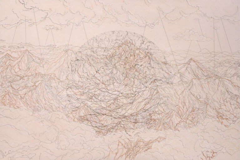 A Vast Mountain System.120x180 cm. Acrylic and Iron drawing pen, Chinese calligraphy pens, and Japanese ink.2019
