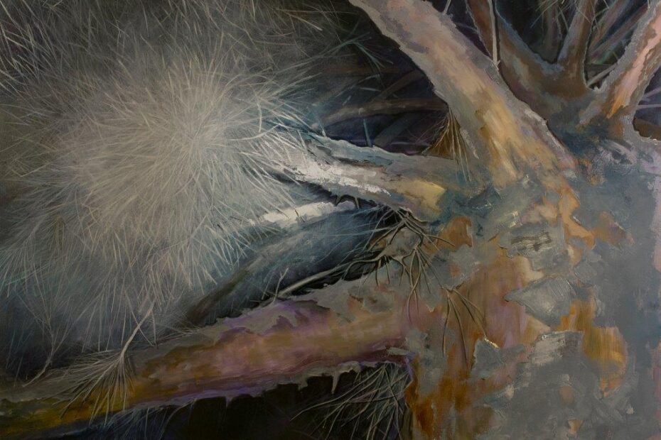 Nasim Davari , Cypress. Oil on canvas. 100x100 cm. 2023.