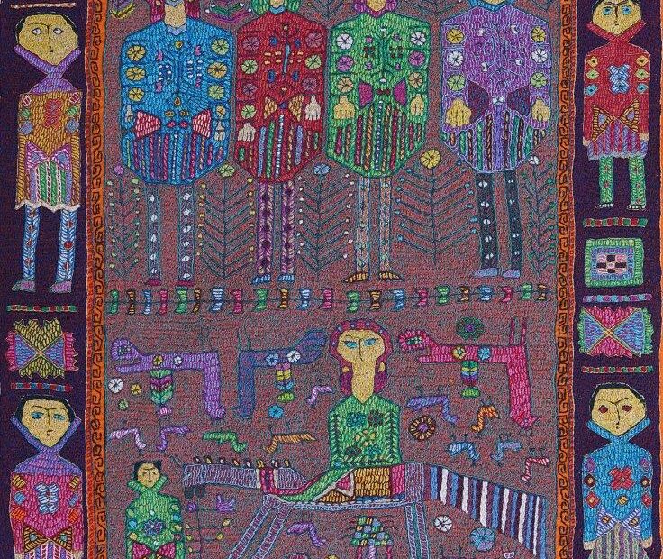 The Daughters of Sun. Pateh Douzi on fabric. 68x94 cm. Year 2022